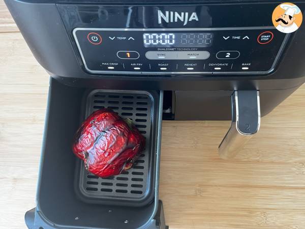 Pimientos rojos asados en freidora de aire - Preparación paso 1
