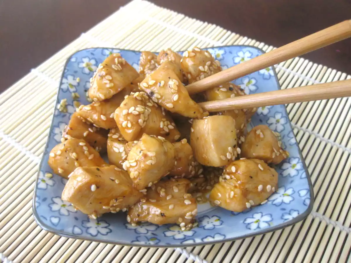 Pechugas de pollo con sésamo y miel